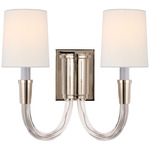 Vivian Double Wall Sconce - Polished Nickel / Linen