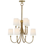Reed Chandelier - Hand-Rubbed Antique Brass / Linen