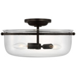 Lorford Semi Flush Ceiling Light - Aged Iron / Clear