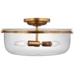 Lorford Semi Flush Ceiling Light - Gilded Iron / Clear