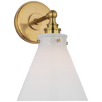 Parkington Small Wall Sconce - Antique-Burnished Brass / White Glass