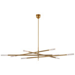Rousseau Oversized Articulating Tube Chandelier - Antique-Burnished Brass / Seeded Glass