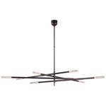 Rousseau Oversized Articulating Tube Chandelier - Bronze / Seeded Glass