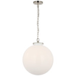 Katie Globe Pendant - Polished Nickel / White