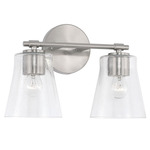 Baker Bathroom Vanity Light - Brushed Nickel / Clear Seeded