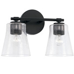 Baker Bathroom Vanity Light - Matte Black / Clear Seeded