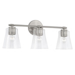 Baker Bathroom Vanity Light - Brushed Nickel / Clear Seeded