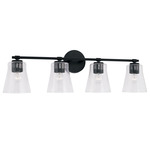 Baker Bathroom Vanity Light - Matte Black / Clear Seeded