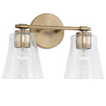 Baker Bathroom Vanity Light - Aged Brass / Clear Seeded