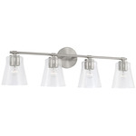 Baker Bathroom Vanity Light - Brushed Nickel / Clear Seeded