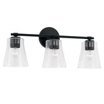 Baker Bathroom Vanity Light - Matte Black / Clear Seeded