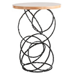 Olympus Wood Top Accent Table - Black / Natural Maple