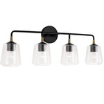 Amara Bathroom Vanity Light - Matte Black / Aged Brass / Clear Seeded