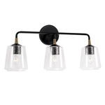 Amara Bathroom Vanity Light - Matte Black / Aged Brass / Clear Seeded