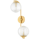 Sara Wall Sconce - Aged Brass / Clear Ribbed