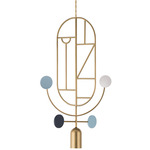 Wooden Dots WDS05 Pendant - Brass / Blue / Light Blue