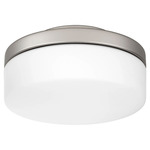 Rounded Damp Location Fan Light Kit - Satin Nickel / Satin Opal