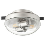 Clear Dome Wet Location Fan Light Kit - Satin Nickel / Clear Seeded