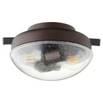 Clear Dome Wet Location Fan Light Kit - Oiled Bronze / Clear Seeded