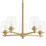 Veno Chandelier - Aged Brass / Clear