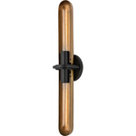 Tuscon Double Wall Sconce - Soft Black / Patina Brass