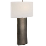 V-Groove Table Lamp - Dark Gray / White Linen