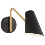 Barsa Wall Reading Light - Black / Antique Brushed Brass / Black