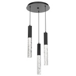 Axis Round Multi Light Pendant - Matte Black / Clear