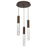 Axis Round Multi Light Pendant - Flat Bronze / Clear