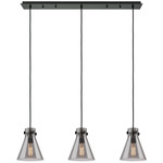 Newton Cone Linear Multi Light Pendant - Matte Black / Smoked