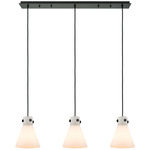 Newton Cone Linear Multi Light Pendant - Matte Black / Frosted