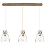 Newton Bell Linear Pendant - Brushed Brass / Clear Seedy