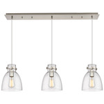 Newton Bell Linear Pendant - Brushed Satin Nickel / Clear Seedy