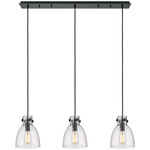 Newton Bell Linear Pendant - Matte Black / Clear Seedy