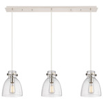 Newton Bell Linear Pendant - Polished Nickel / Clear Seedy