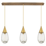 Malone Linear Multi Light Pendant - Brushed Brass / Clear