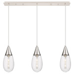 Malone Linear Multi Light Pendant - Polished Nickel / Striped Clear