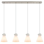 Newton Cone Linear Multi Light Pendant - Brushed Satin Nickel / Frosted