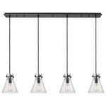 Newton Cone Linear Multi Light Pendant - Matte Black / Clear Seedy