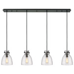 Newton Bell Linear Pendant - Matte Black / Clear Seedy