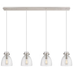 Newton Bell Linear Pendant - Polished Nickel / Clear Seedy