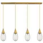 Malone Linear Multi Light Pendant - Brushed Brass / Striped Clear