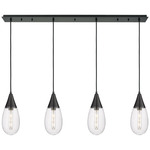 Malone Linear Multi Light Pendant - Matte Black / Striped Clear