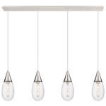 Malone Linear Multi Light Pendant - Polished Nickel / Striped Clear