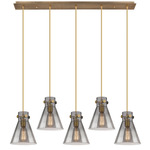 Newton Cone Linear Multi Light Pendant - Brushed Brass / Smoked