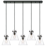 Newton Cone Linear Multi Light Pendant - Matte Black / Clear