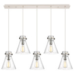 Newton Cone Linear Multi Light Pendant - Polished Nickel / Clear Seedy