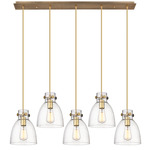 Newton Bell Linear Pendant - Brushed Brass / Clear Seedy