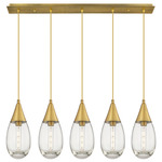 Malone Linear Multi Light Pendant - Brushed Brass / Clear