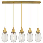 Malone Linear Multi Light Pendant - Brushed Brass / Striped Clear